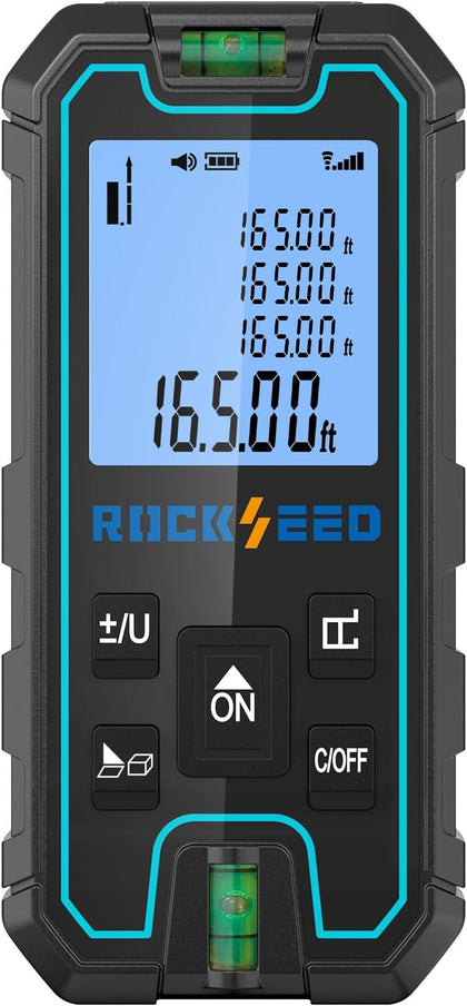 Laser Measure 165 Feet, RockSeed Portable Laser Distance Meter, Digital Distance Measurement with 2 Bubble Levels