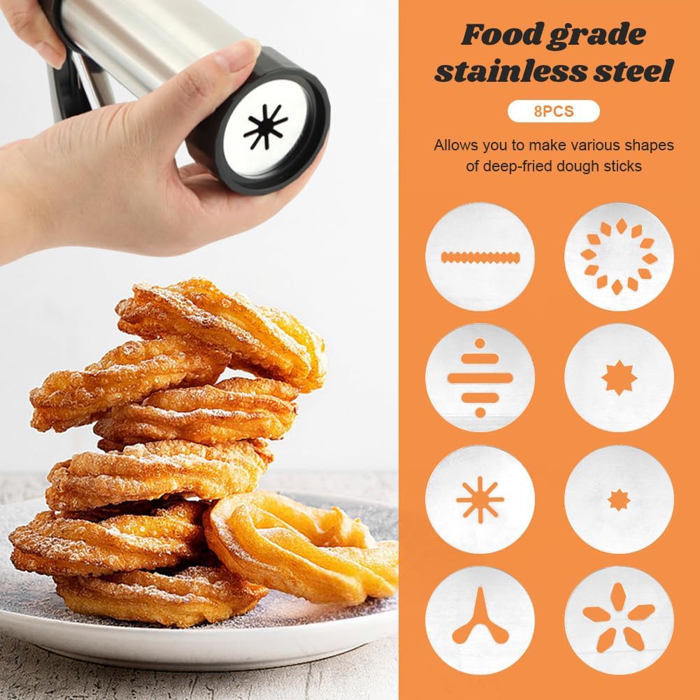 3-in-1 Churro Maker Kit, Stainless Steel Cookie Press Gun