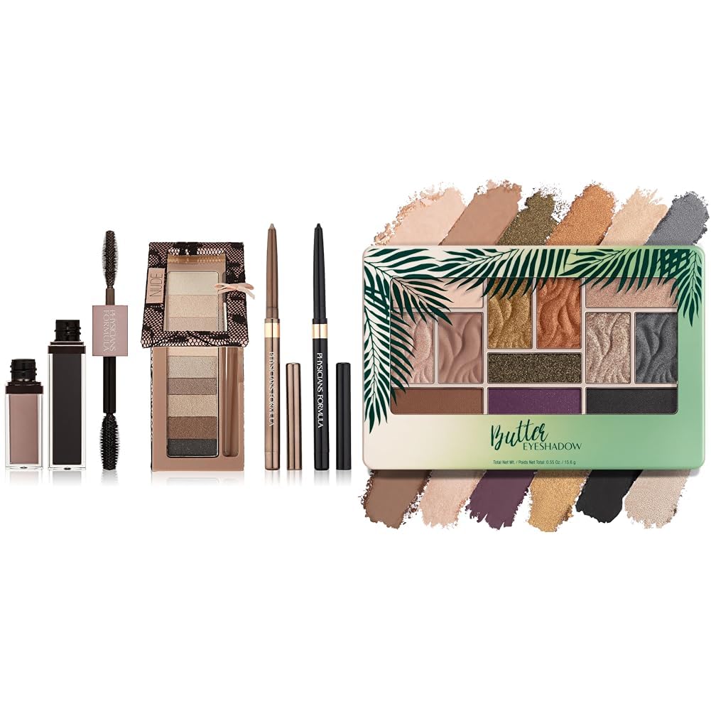 Shimmer Strips Custom Eye Enhancing Kit with Eyeshadow, Eyeliner & Mascara, Nude & Murumuru Butter Eyeshadow Palette