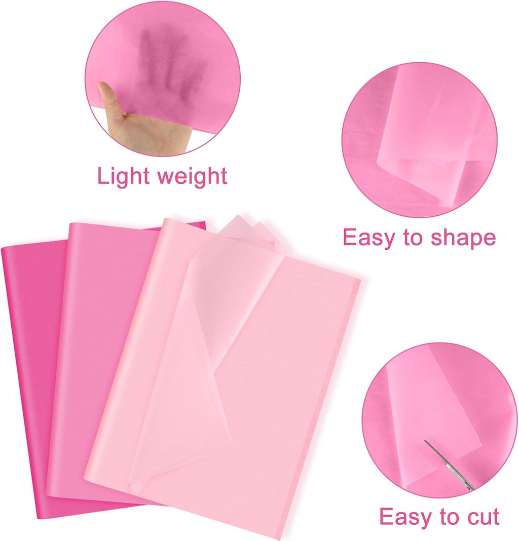 60 Sheets Assorted Pink Tissue Paper Set Gift Wrapping Paper