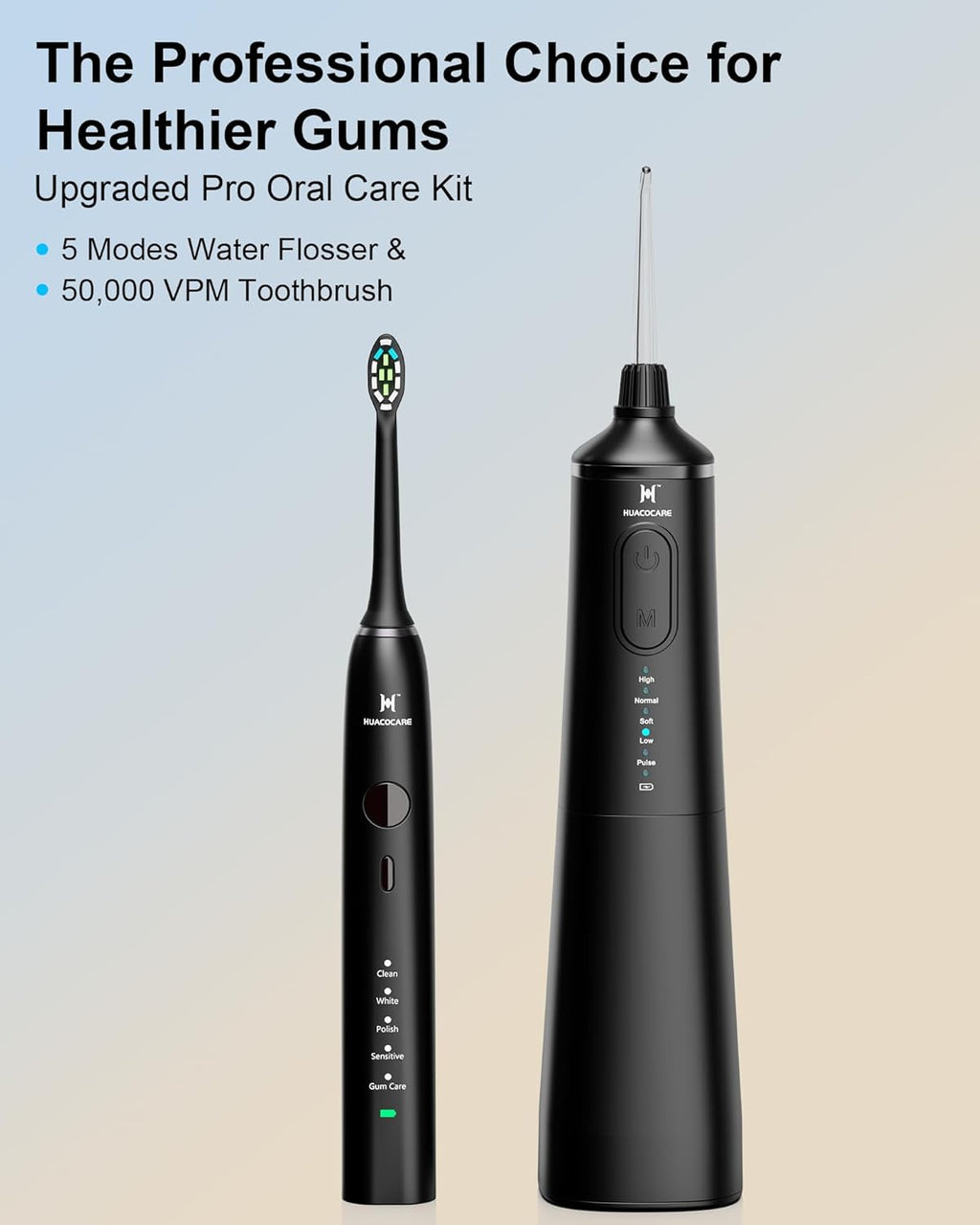Upgraded Pro Dental Care Kit: 5-Mode Water Flosser & 50,000 VPM Sonic Electric Toothbrush | Premium Oral Clean Set