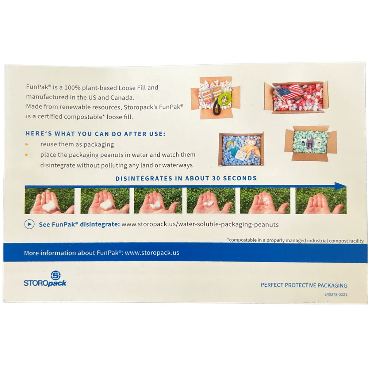 ! Brand FunPak MiniPack Plant Based Biodegradable Packing Peanuts, 0.60 cu ft Bag, Compostable (Puffy Clouds)