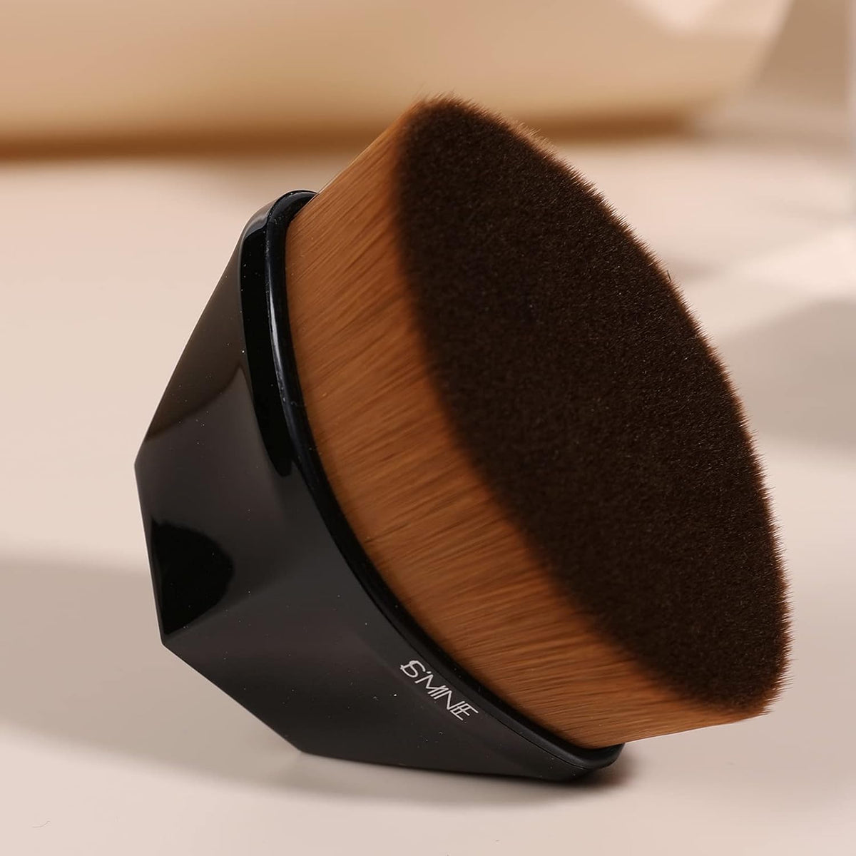 Foundation Makeup Brush Flat Top Kabuki Hexagon Face, Black