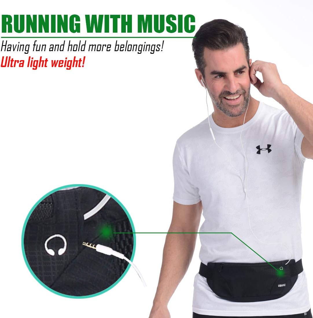 Running Belt,Men or Women Ultra Light Bounce Free Waist Pouch Bag Fitness Workout Belt Sport Waist Pack Exercise