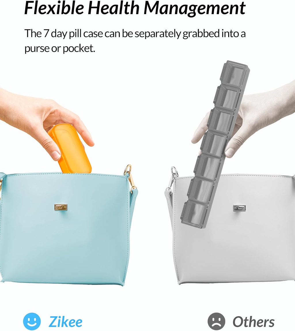 7 Packs Extra Large Pill Organizer, Portable Pill Box 7 Day for Pocket, Purse, Weekly Pill Case with Dual-Protection