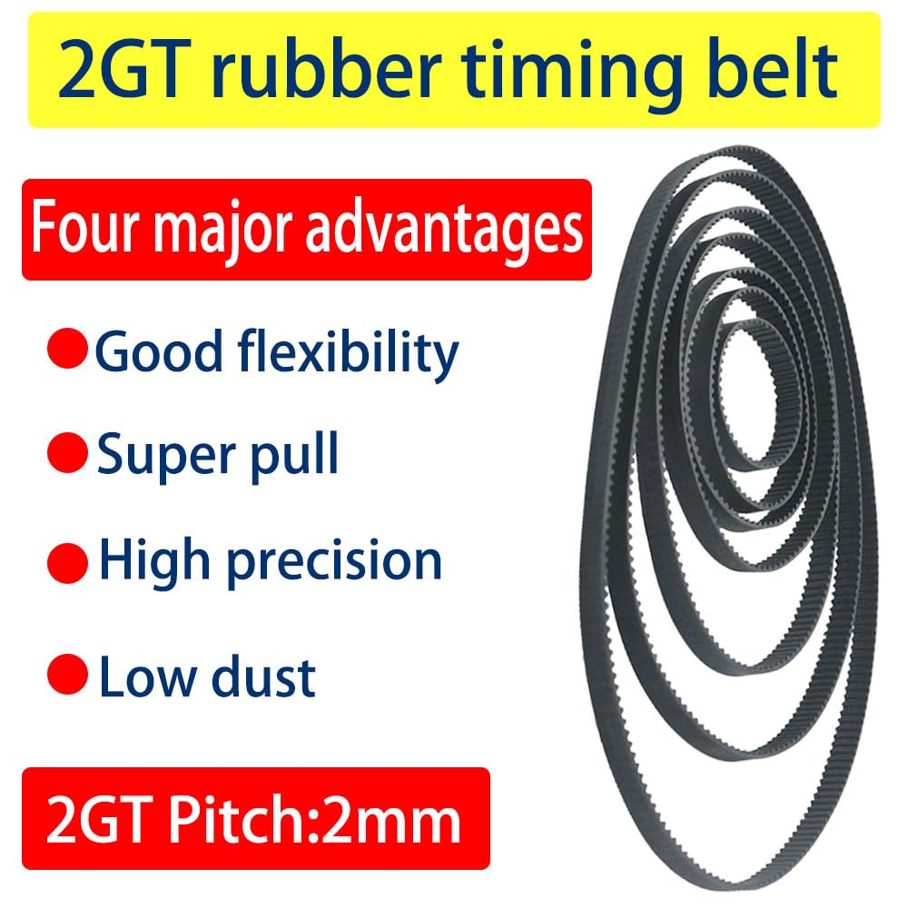 2GT Timing Belt 170mm Length,10mm Width,Closed Loop Rubber Synchronous Belt with Fiberglass Core for Industrial Transmission & 3D Printers - 2-Piece