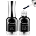 VENALISA 2 Pcs No Wipe Tempered Gel Top Coat and Base Coat Set Gel Nail Polish, Nail Gel Polish Nail Art Starter