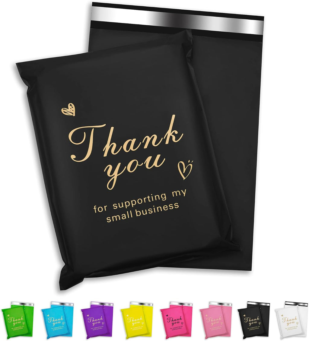 Thank You Poly Mailer 12x15.5 Inch 50 Pcs, Black