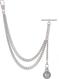 Handmade in The UK Silver Colour Single Albert Pocket Watch Chain with Pendant