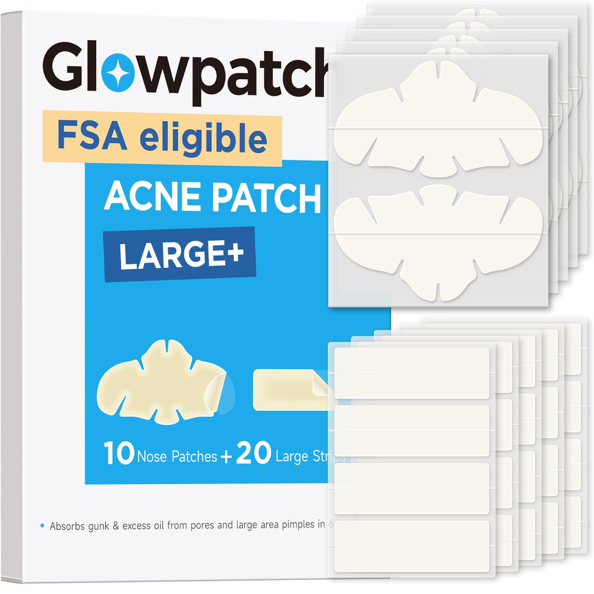 Large Hydrocolloid Pimple Patches for Breakout Areas, 30 Count