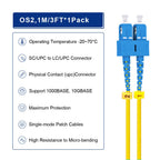 OS2 SC to LC Single Mode Fiber Patch Cable 1M/3ft