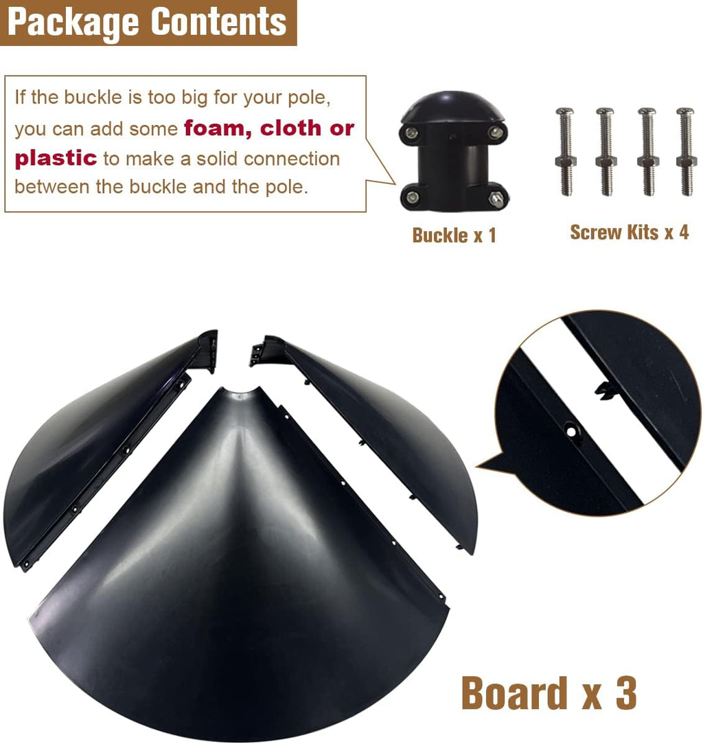 Squirrel Baffle for Bird Feeder Pole, Outside Pole Mount Bird House Guard for Outdoor Shepherd’s Hook, 19 Inch