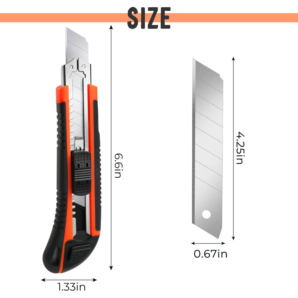 3Pack Box Cutter Retractable, Snap Off Utility Knife, Razor Knife