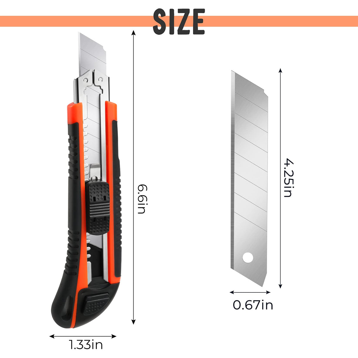 3Pack Box Cutter Retractable, Snap Off Utility Knife, Razor Knife