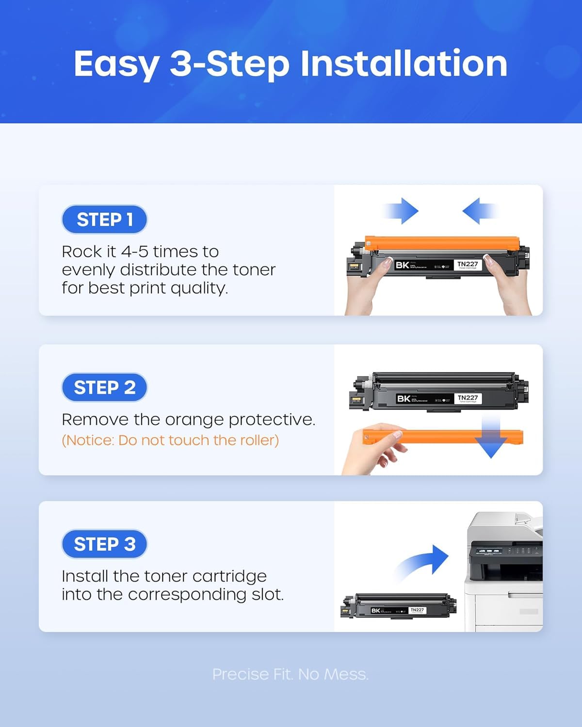 TN227 TN-227BK/C/M/Y Toner Cartridges Replacement for Brother TN227 5 Pack