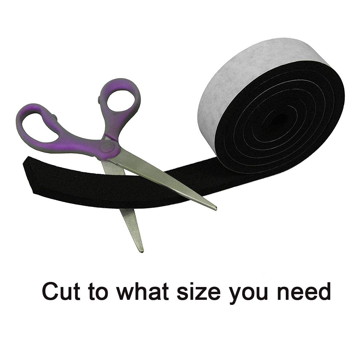 High Density Foam Tape Weather Stripping, 1/2" W x 1/2" T x 6.5Ft L, 2 Roll