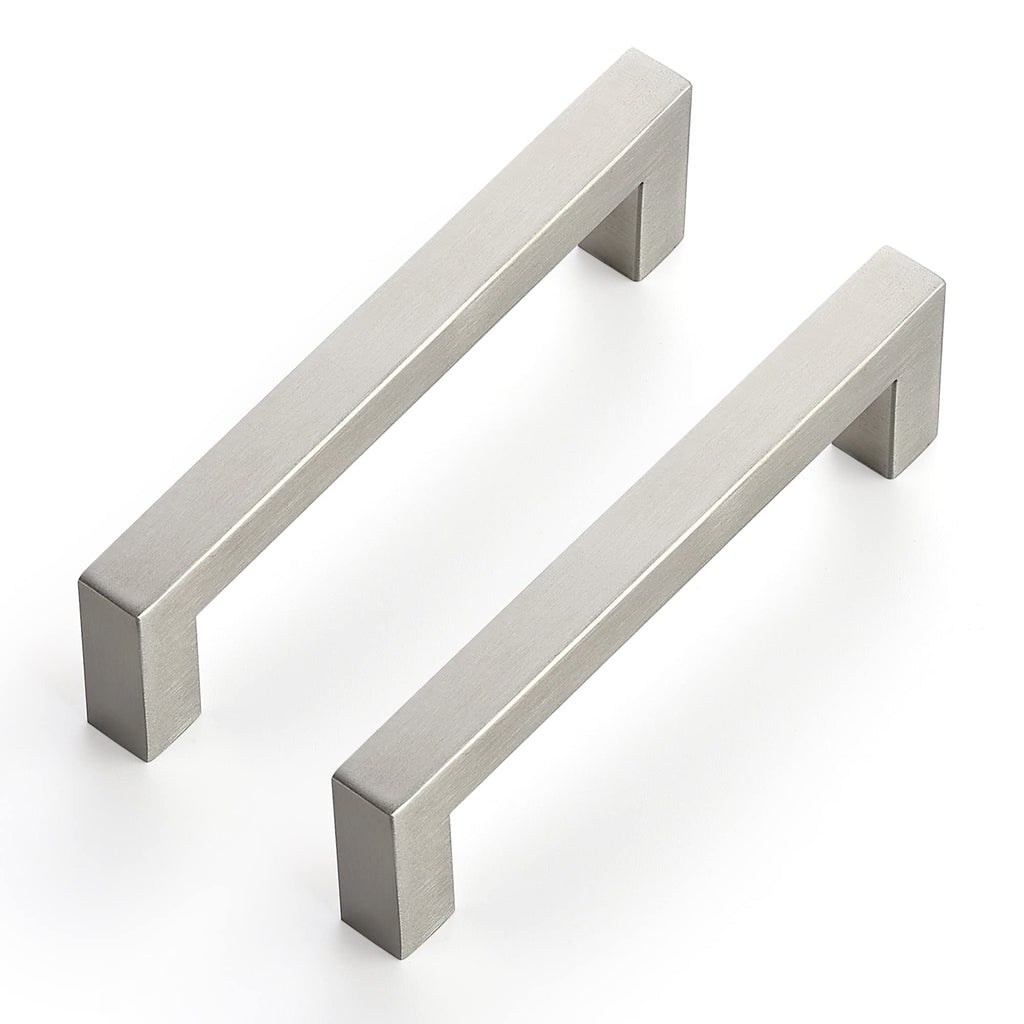 Brushed Nickel Square Cabinet Handles & Pulls 4-1/2 Inch 32 Pack