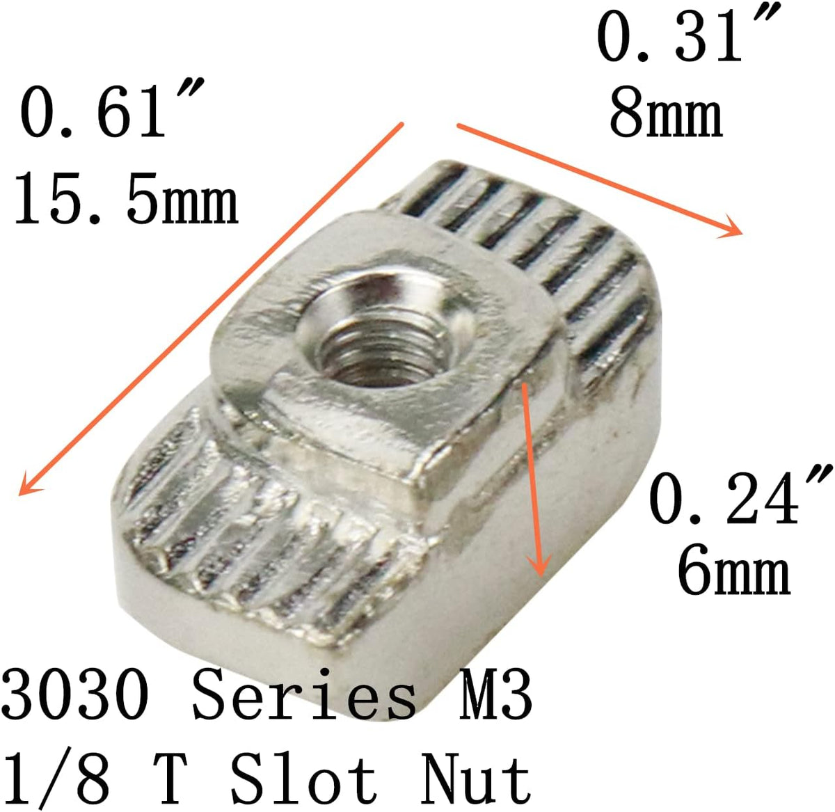 100Pcs 3030 Series Sliding M3 T Slot Nut Hammer Head Fastener Nut