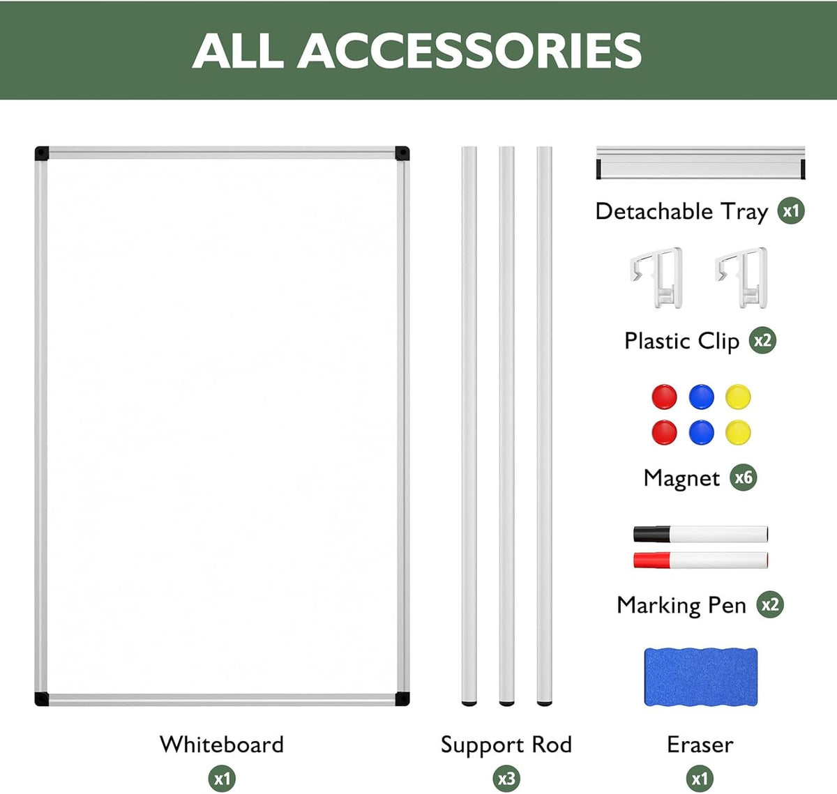Magnetic Whiteboard Easel Stand, Dry Erase 36 x 24 White Board with Stand | 3' x 2' Flipchart Easel Stand