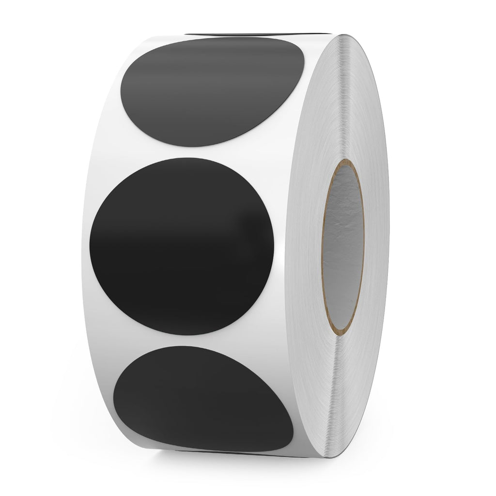 Black Round Stickers Roll 1.5 Inch Vinyl Dot Labels 1000 PCS