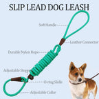 Slip Lead Control Leash for Dogs No Pull, 13+ Colors Classic Dog Lead 7 FT Pet Slip Leash, 1/4” Rope Leashes for
