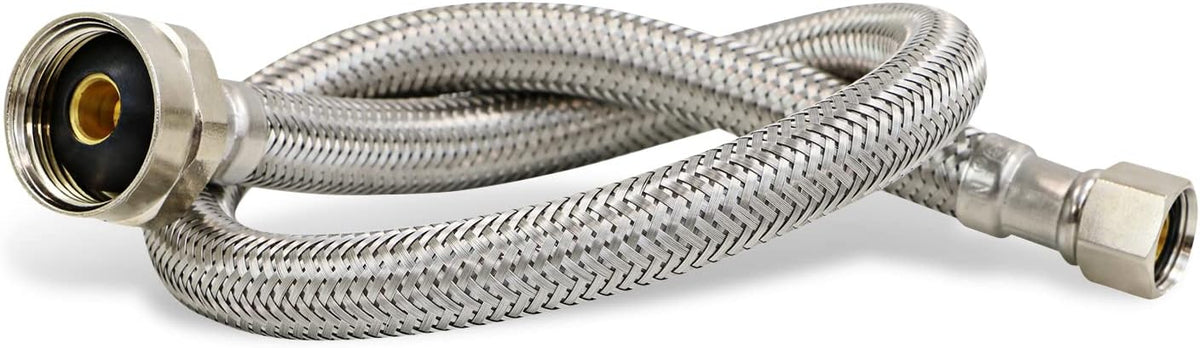 12 Inch Flexible Toilet Water Supply Line Braided Stainless Steel Toilet Hose Connector 3/8 Inch Compression x 7/8