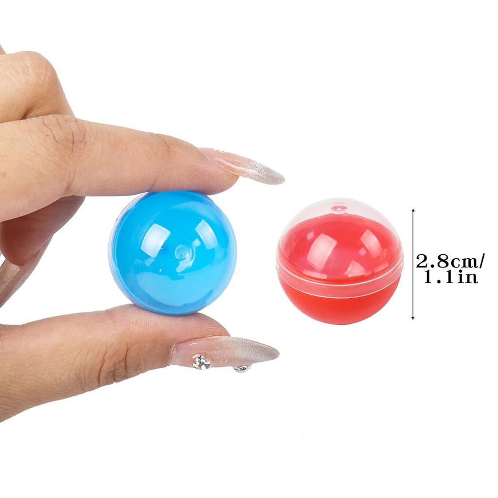 50 Pack Translucent Colorful Empty Capsules, 1.1 Inch Vending Machine Capsules, Plastic Small Round Gumball Machine