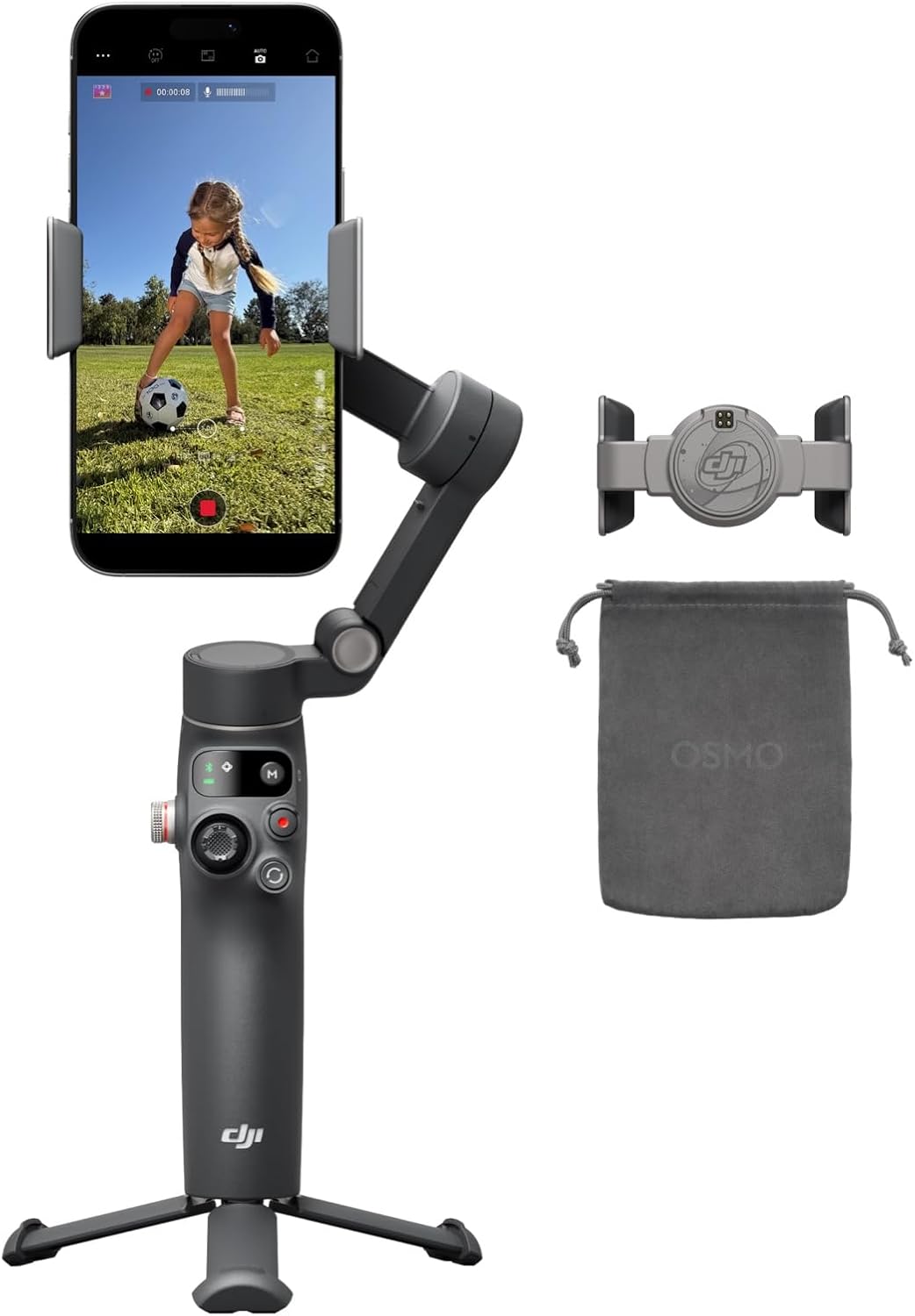 Osmo Mobile 8 Standard Combo, Gimbal Stabilizer for Phone | AI Native Tracking, 360° Pan Rotation, Built-in Extension