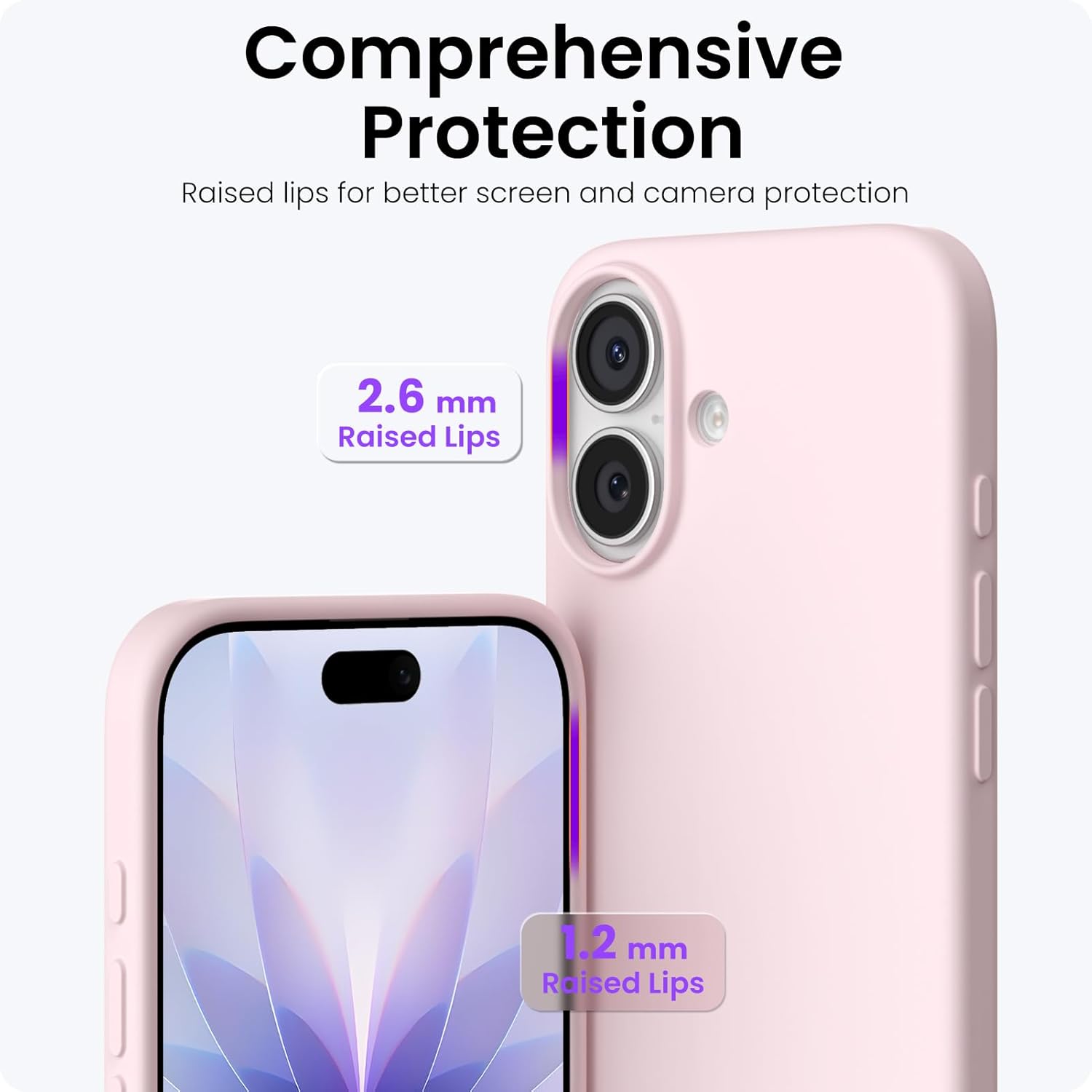 Compatible with iPhone 17 Case 6.3, Slim Liquid Silicone 3 Layers Full Covered Soft Gel Rubber Phone Case Protective