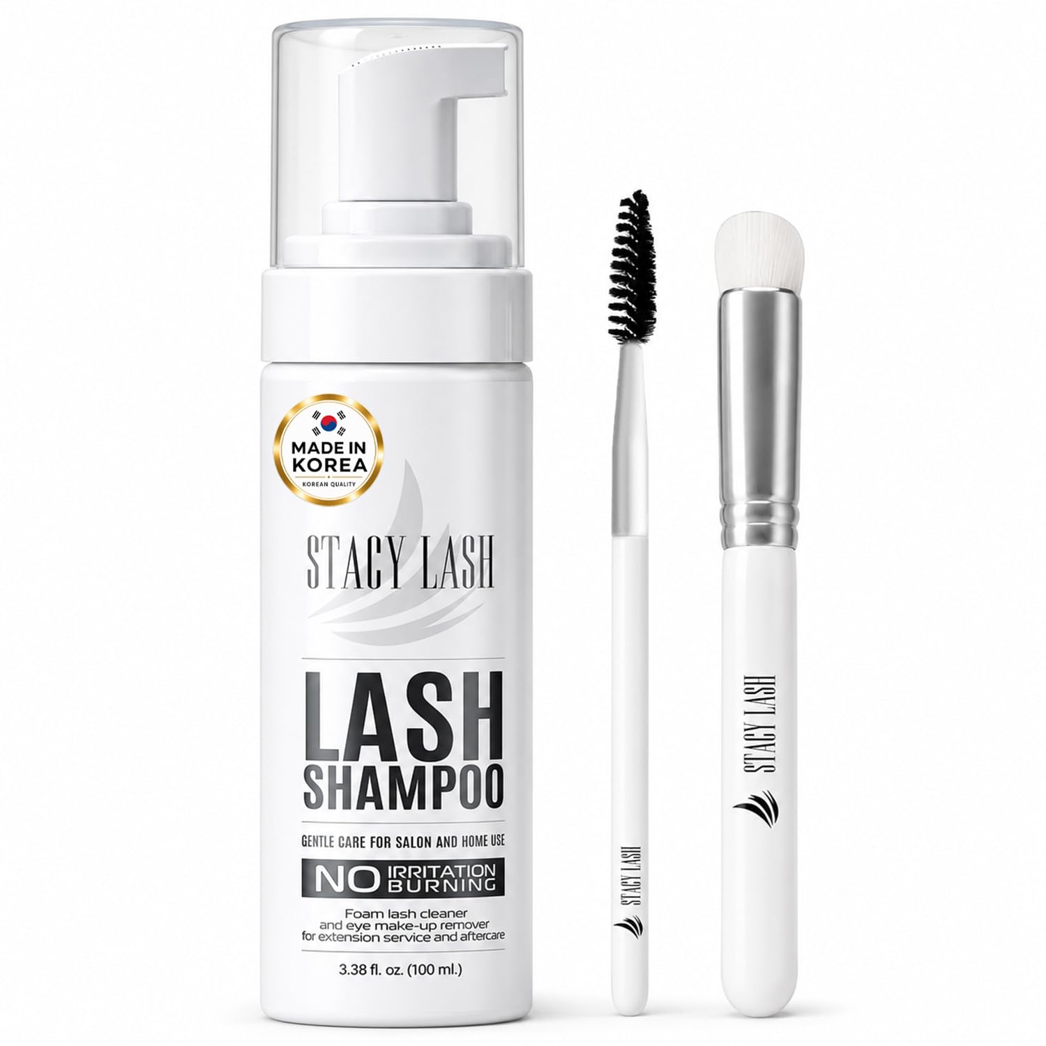 Eyelash Extension Shampoo + Brush / 3.38 fl.oz / 100ml / Korean Makeup Remover/Eyelid Foaming Cleanser/Wash for