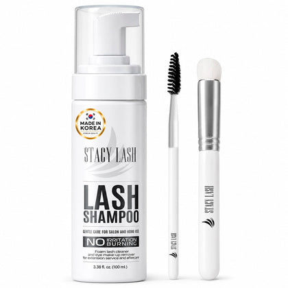 Eyelash Extension Shampoo + Brush / 3.38 fl.oz / 100ml / Korean Makeup Remover/Eyelid Foaming Cleanser/Wash for