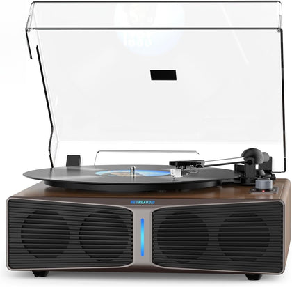 Vinyl Record Player with Built-in Speakers, Bluetooth 5.4 Input Turntable for Vinyl Records, Magnetic Cartridge