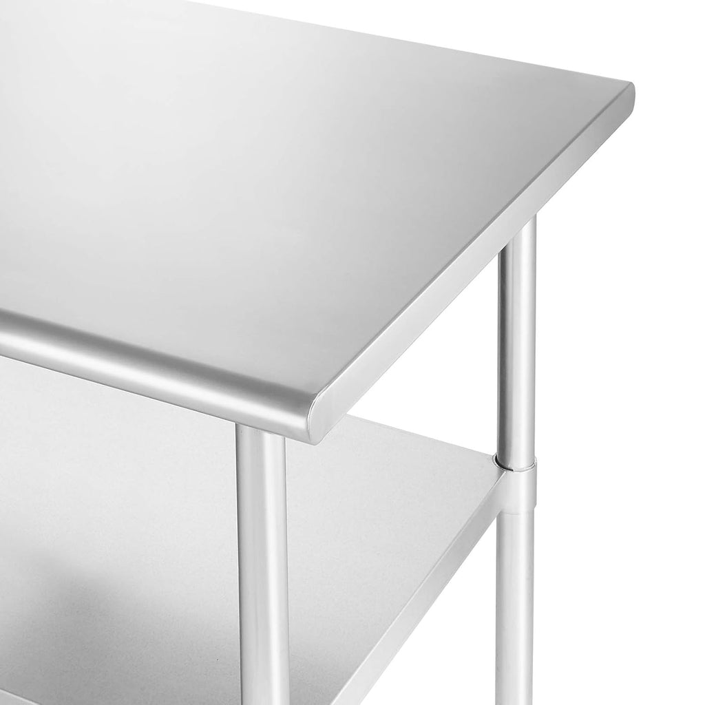 NSF Stainless Steel Work & Prep Table 60 x 30 Inches with Caster Wheels and Under Shelf for Restaurant, Home, Hotel