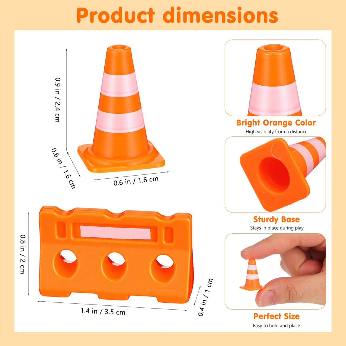 48/80 Pack Mini Traffic Cones and Barricade Set, Tiny Stop Signs