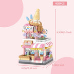 4 Mini City Shop Street View Building Blocks Model Set,Simulation Architecture Collection Particle Construction
