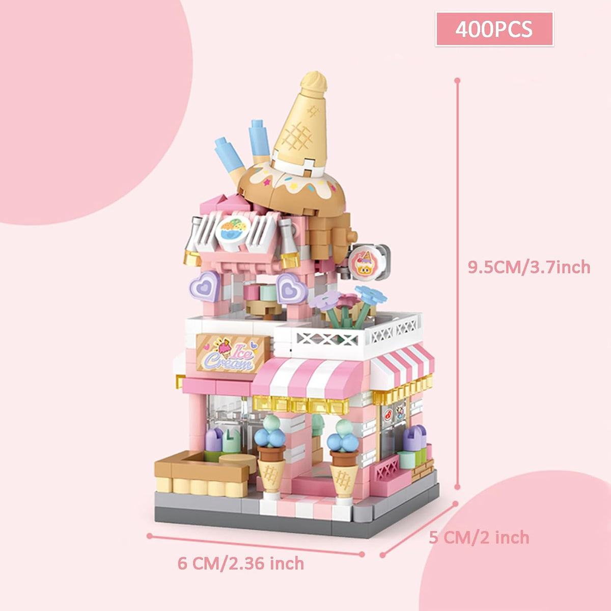 4 Mini City Shop Street View Building Blocks Model Set,Simulation Architecture Collection Particle Construction