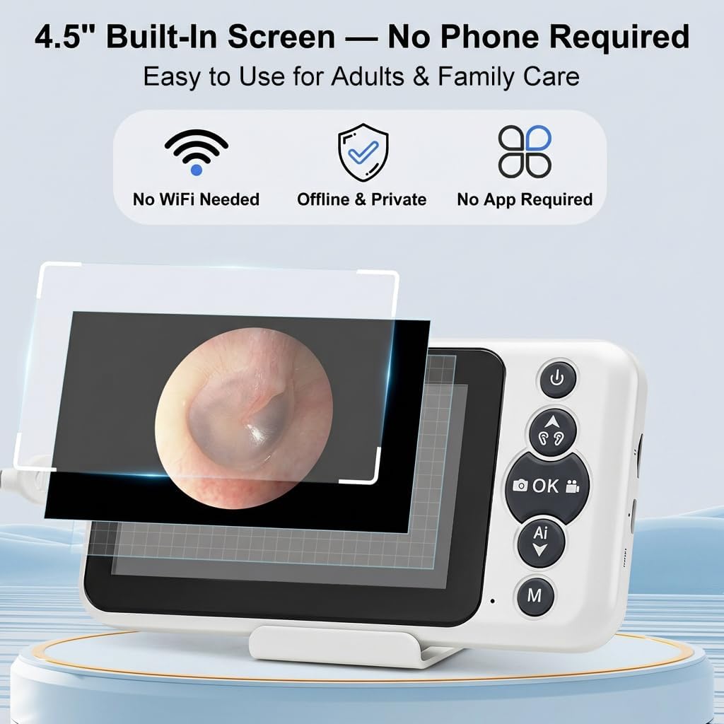 Digital Otoscope with 4.5" HD Screen, Ear Wax Removal Tool Kit