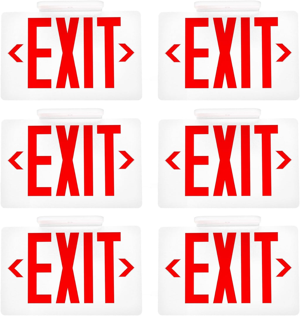 Sunco 6 Pack Red LED Exit Signs, Doublesided, 90 Minute Backup Battery