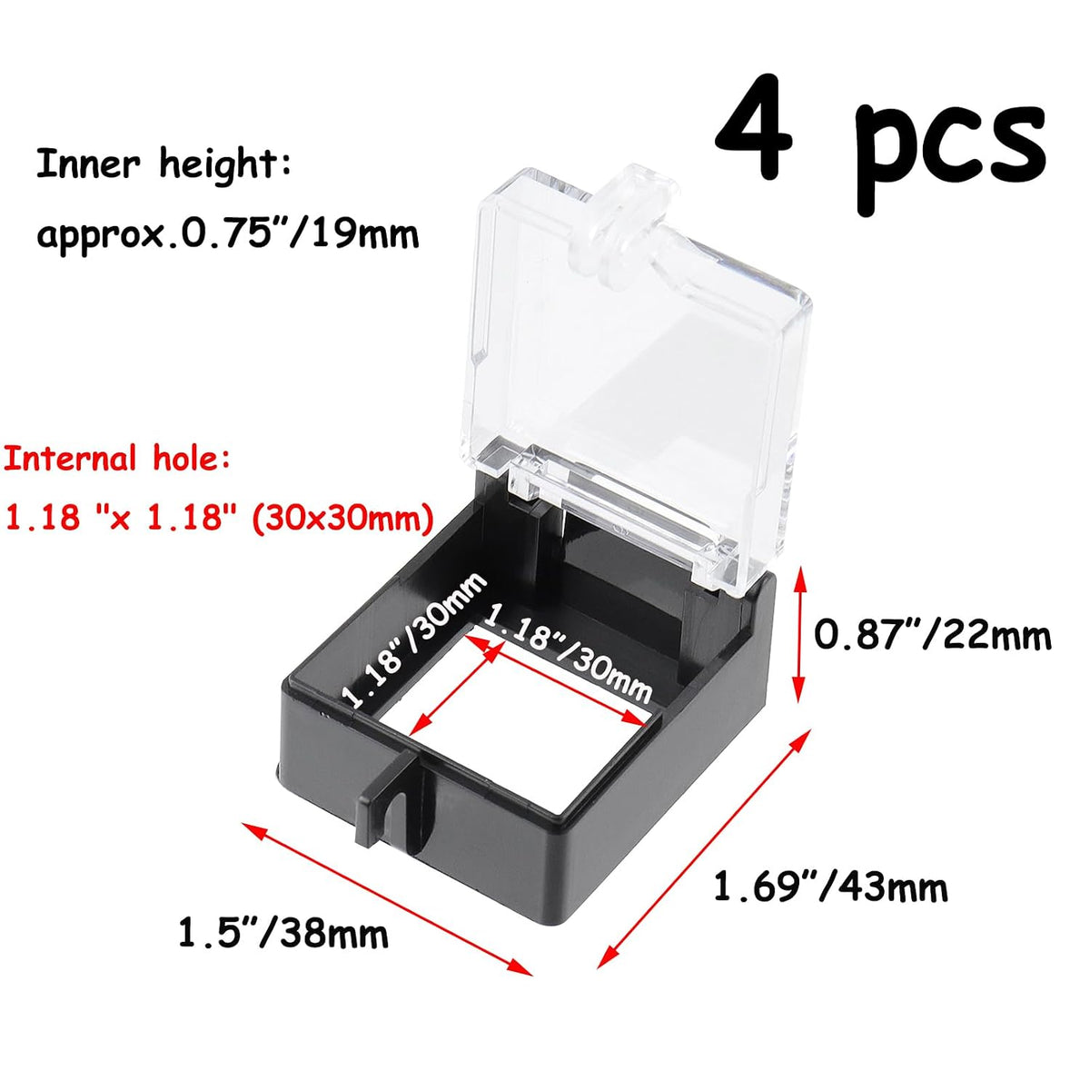 Antrader Push Button Switch Cover for 30mm PC Desktop,Square,4Pcs