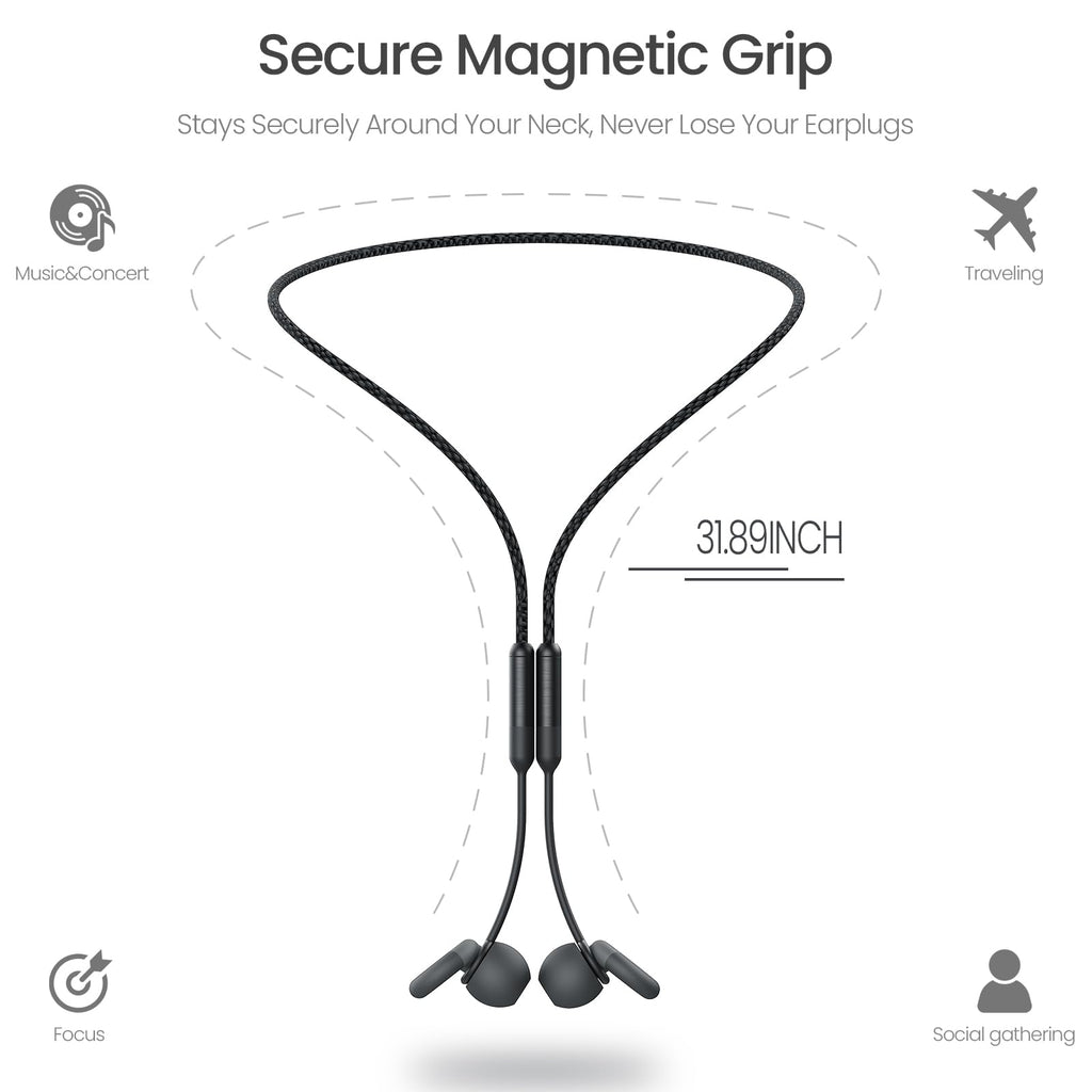 2PCS Earplugs Lanyard,Connection Cord with Magnetic & Silicone Case