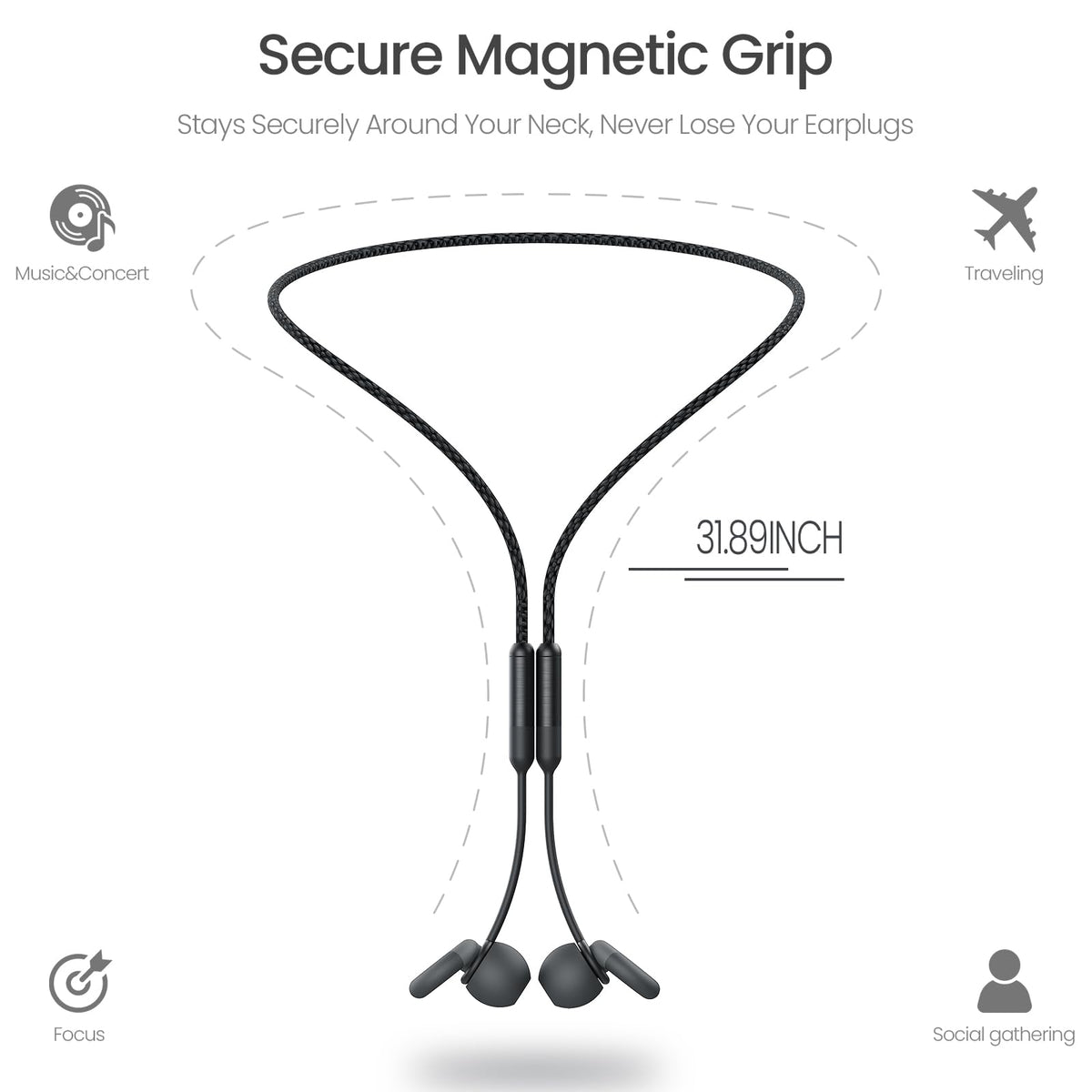 2PCS Earplugs Lanyard,Connection Cord with Magnetic & Silicone Case