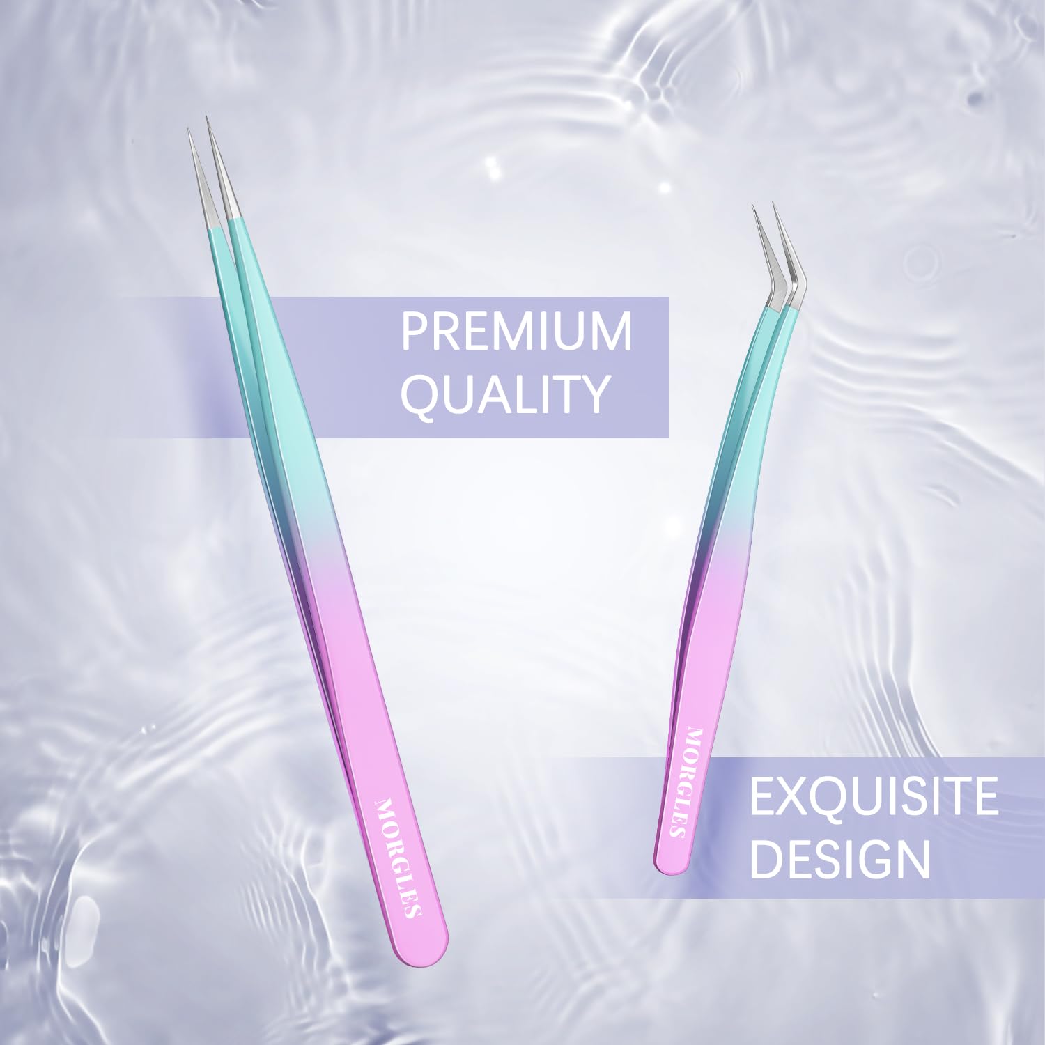 5 PCS Lash Tweezers Set for Eyelash Clusters | High-Precision Eyelash Tweezers Kit for Lash Extensions with Leather