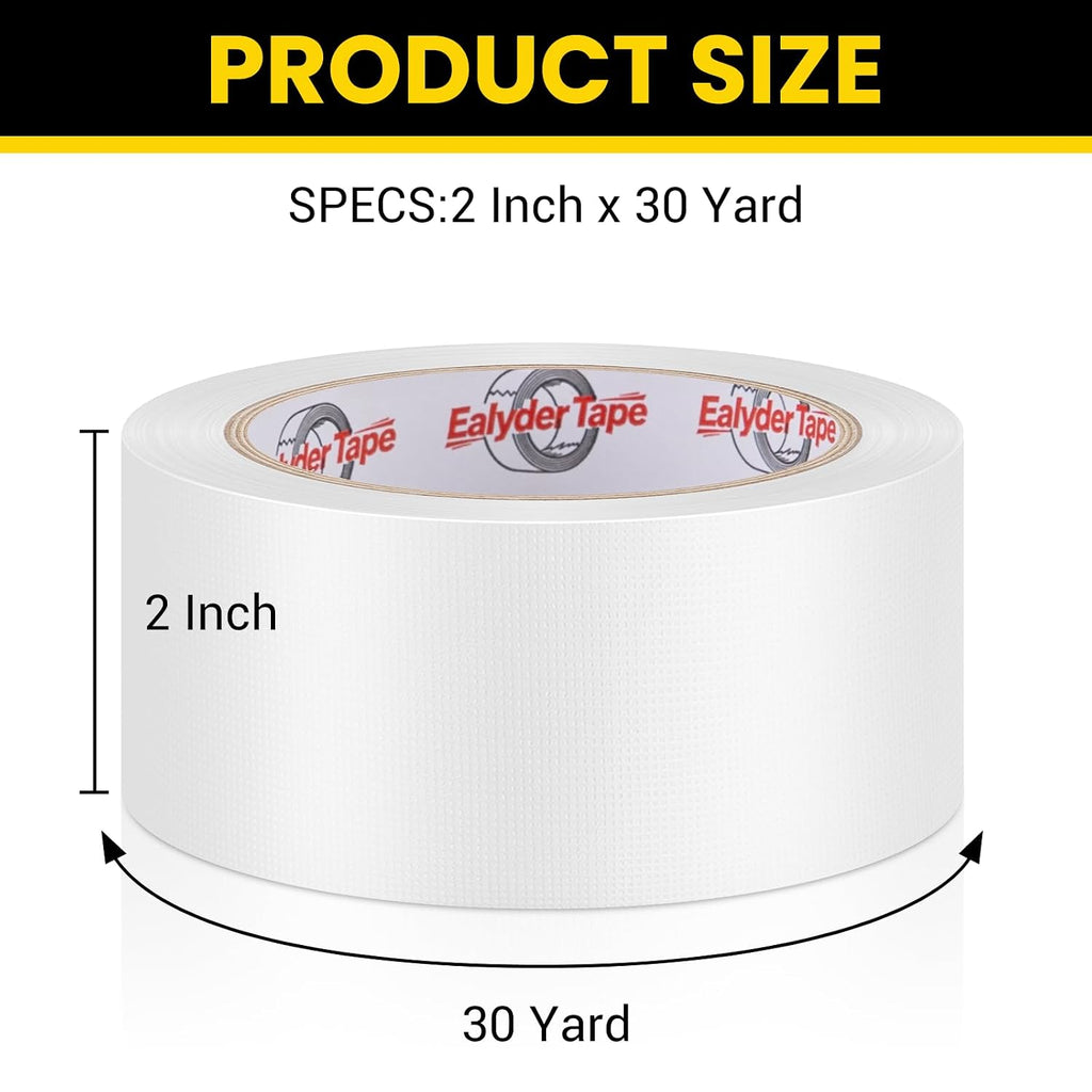 Heavy Duty Duct Tape 2" x 30Yd Waterproof Cloth Tape 1 Roll White
