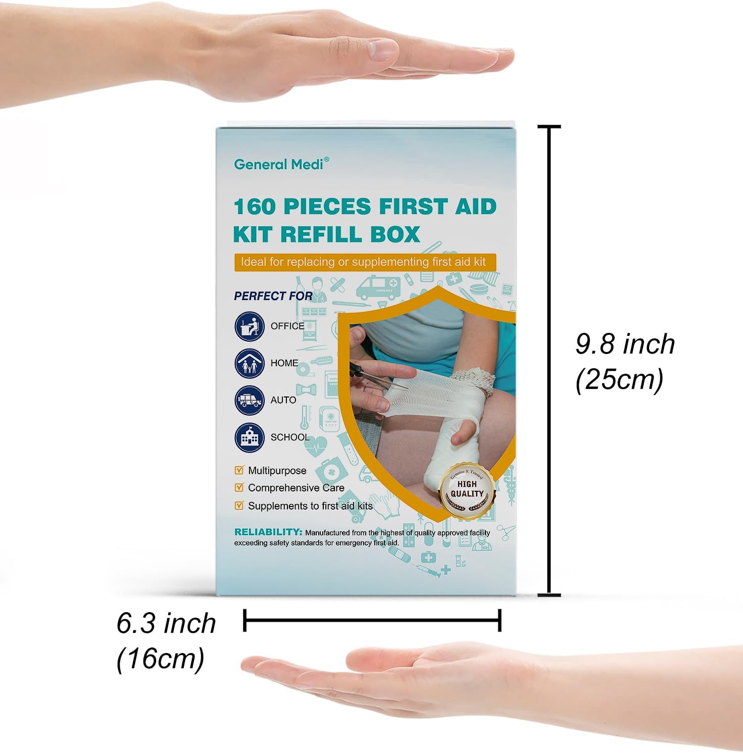 160 Piece First Aid Kit Bag Refill Kit - Includes Instant Cold Pack, Bandages,Emergency Blanket, Moleskin Pad, Gauze