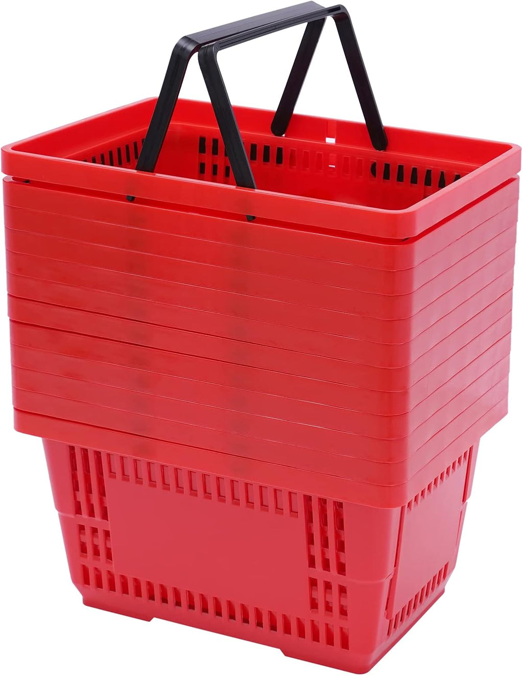 12PCS Shopping Baskets with Handles, 21L Plastic Grocery Basket for Retail Store, Supermarket, Grocery Shopping |17"