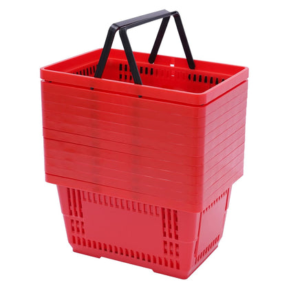 Shopping Basket, 17 * 12 * 9inch Set of 12 Freestanding Store Baskets w/Foldable Handle, Stackable Hand-held Basket