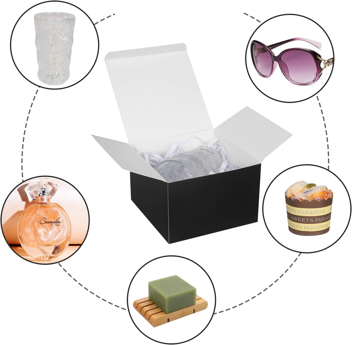Small Gift Boxes 10 Pack 6x6x4 in Black Gift Boxes with Lids