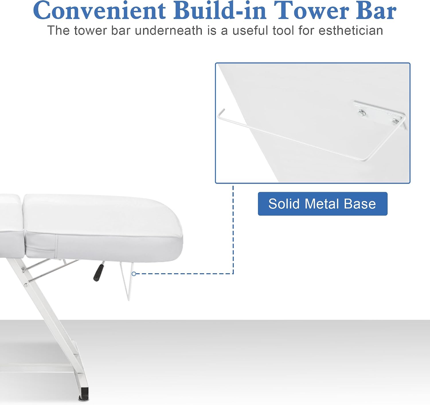 Adjustable Tattoo Chair Esthetician Facial Bed 72 in 0015 White