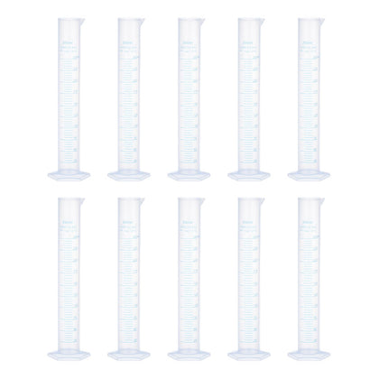 Plastic Graduated Cylinder, 250ml Measuring Cylinder, Test Tube Beakers, 2-Sided Metric Marking, Clear Hex Base for