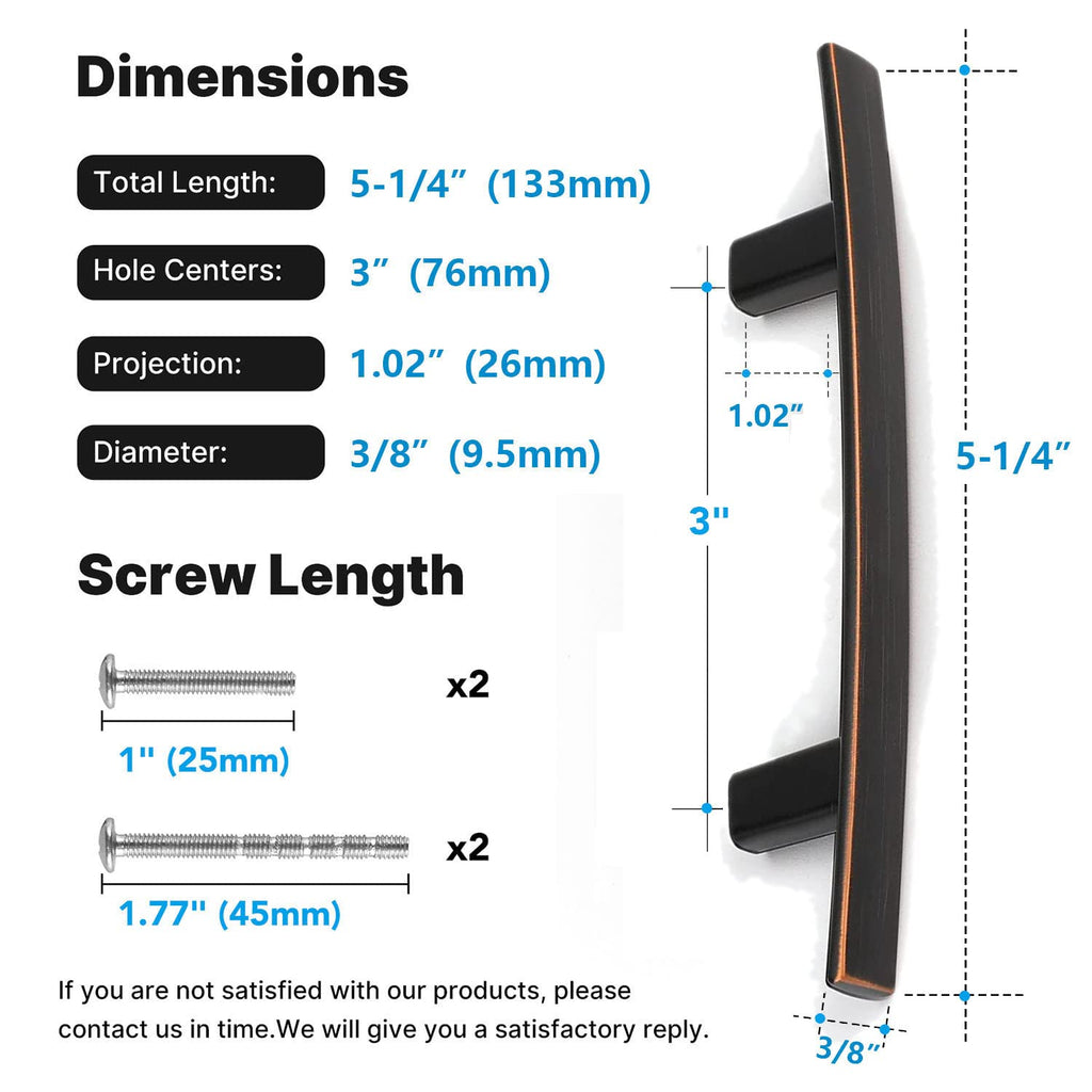 50 Pack Oil Rubbed Bronze Cabinet Pulls, Solid Zinc Alloy, 3 Inch CC